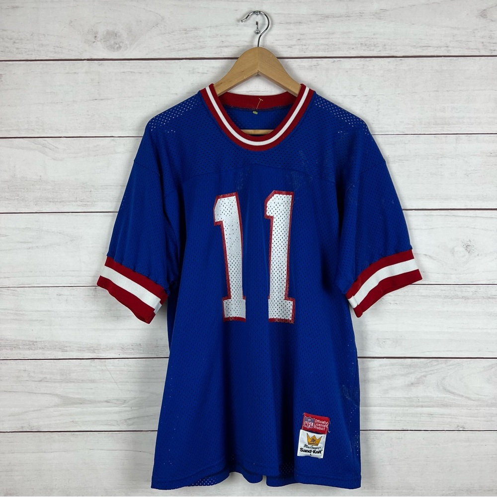 Vintage 1980s New York Giants Phil Sims Sand Knit NFL Jersey Large